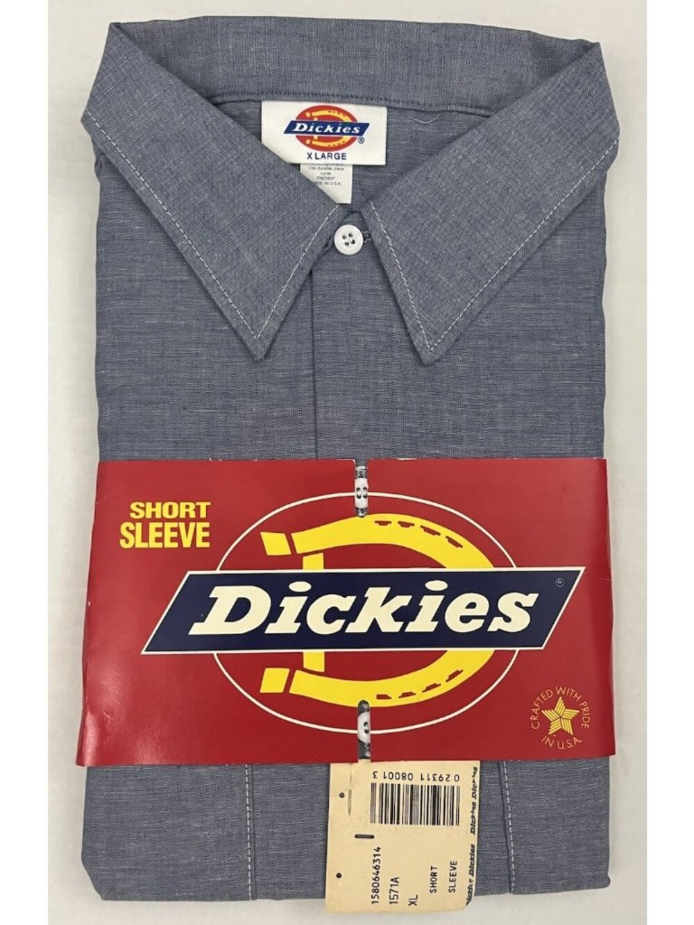 Vintage Dickies Short Sleeve Chambray Blue Work Shirt Men's XL NWT Deadstock USA